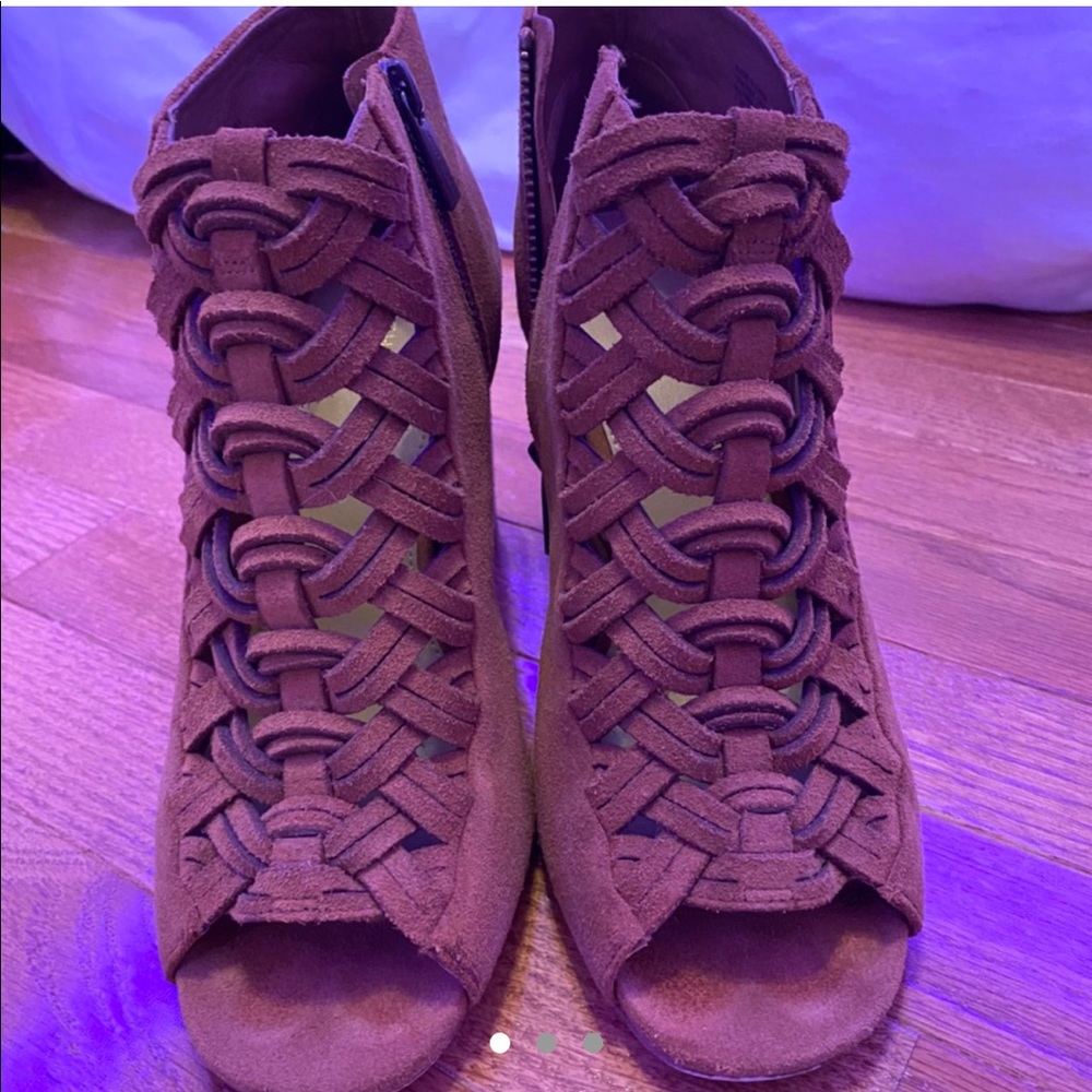 Michael Kors open toe brown suede booties!